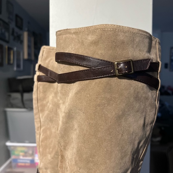 EUC Rampage madalena tan mid calf zip strappy boots size 7.5 women’s - Picture 2 of 11